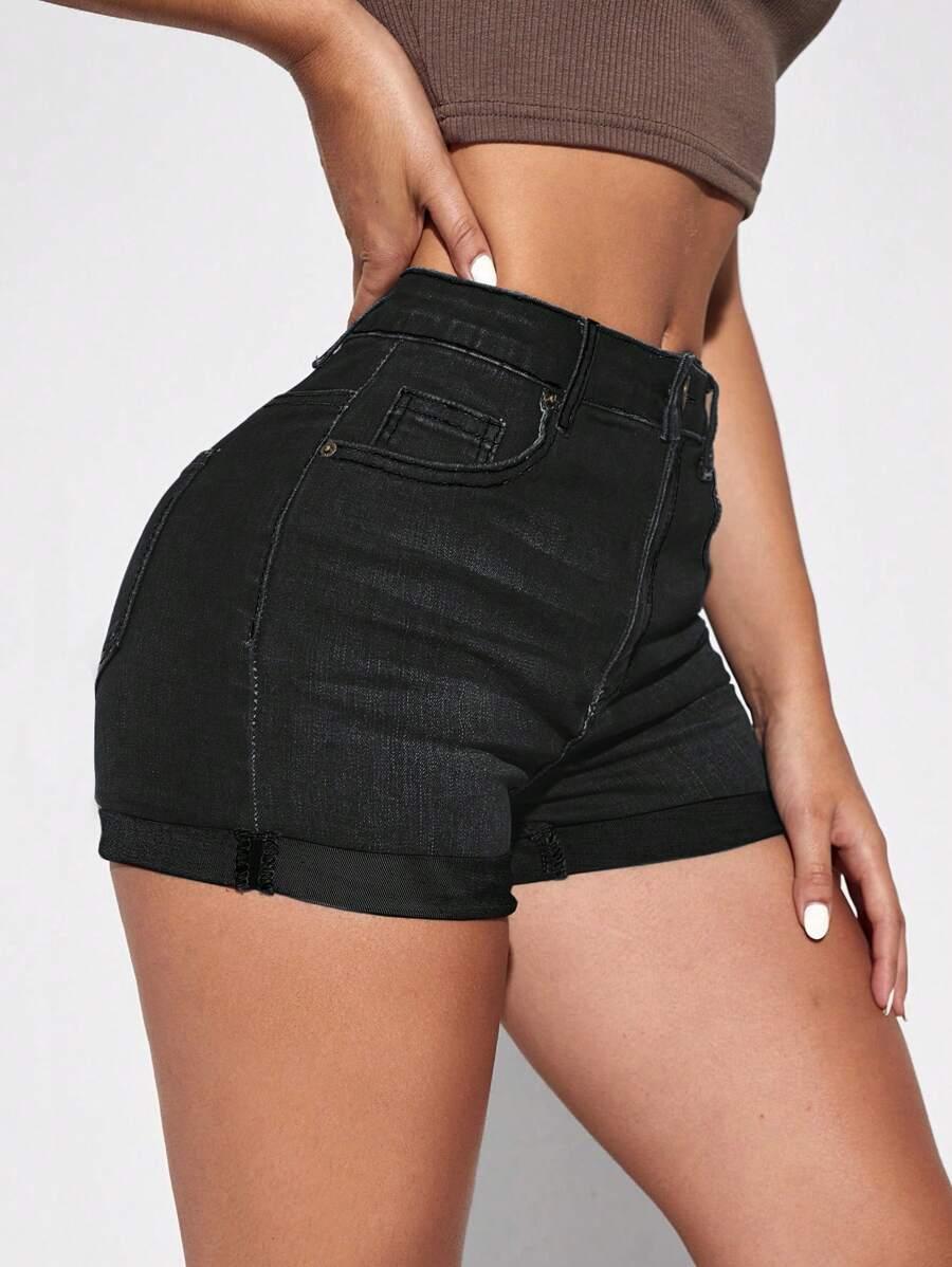 CZARNE SPODENKI JEANS
