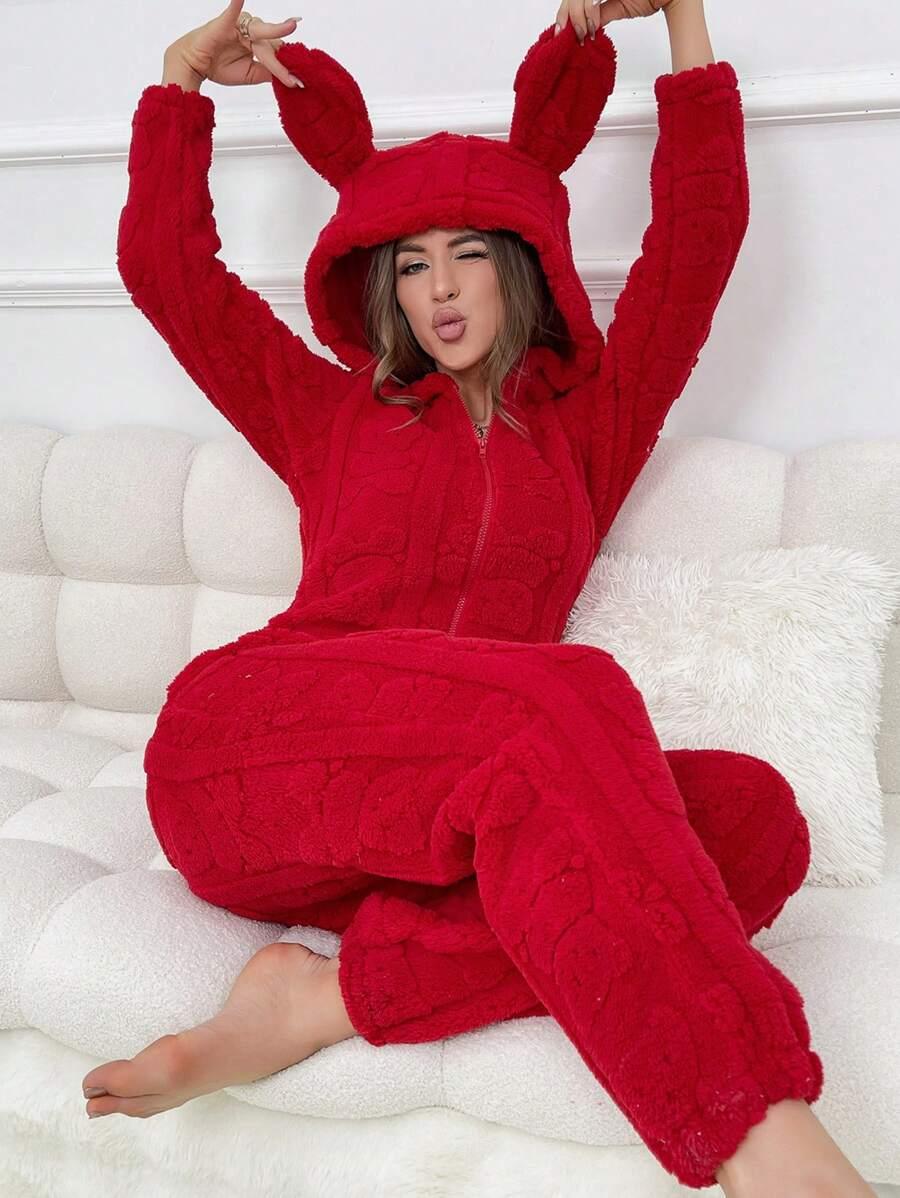 CZERWONE ONESIE Z USZAMI