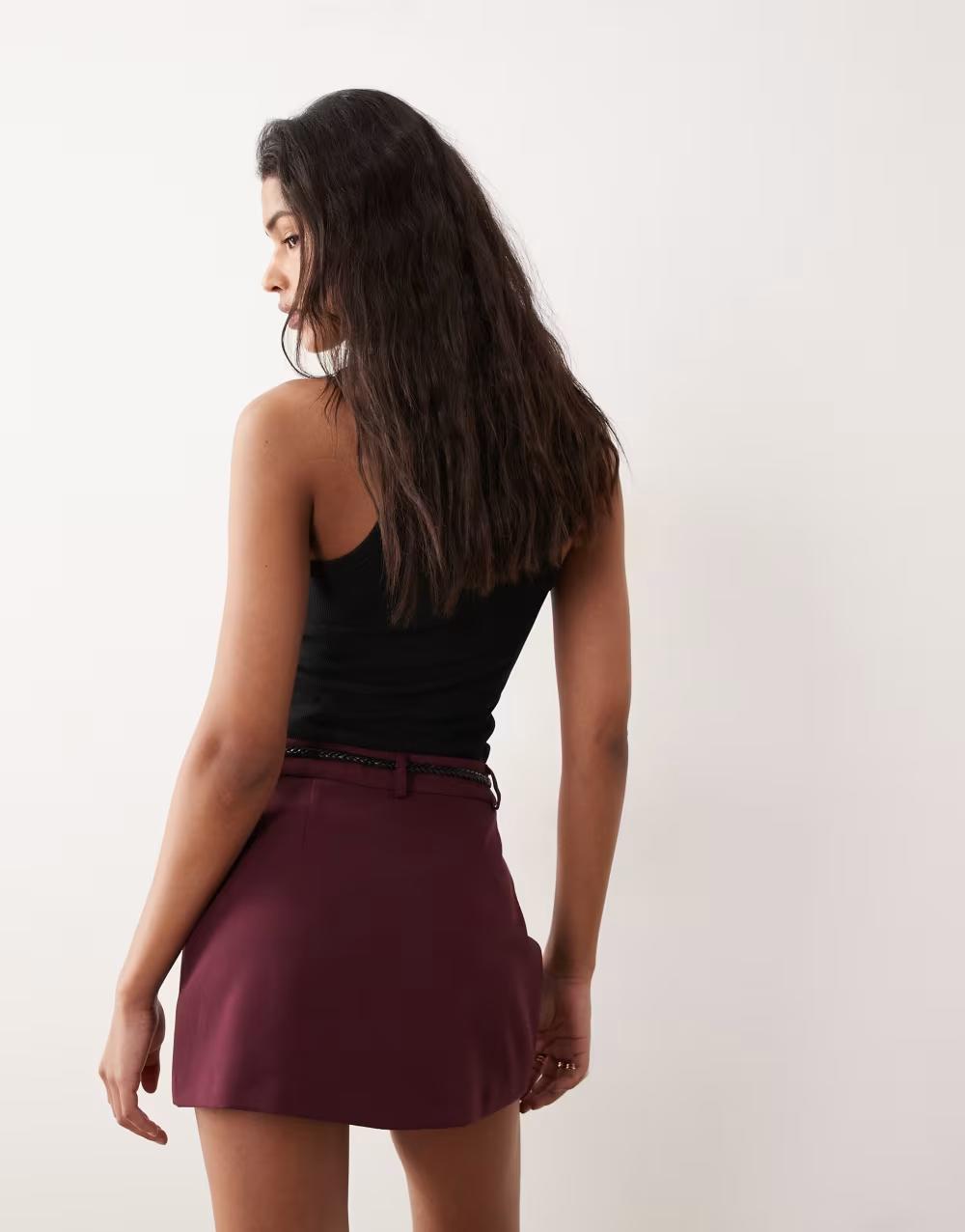 BURGUNDOWA  MINI SPÓDNICA