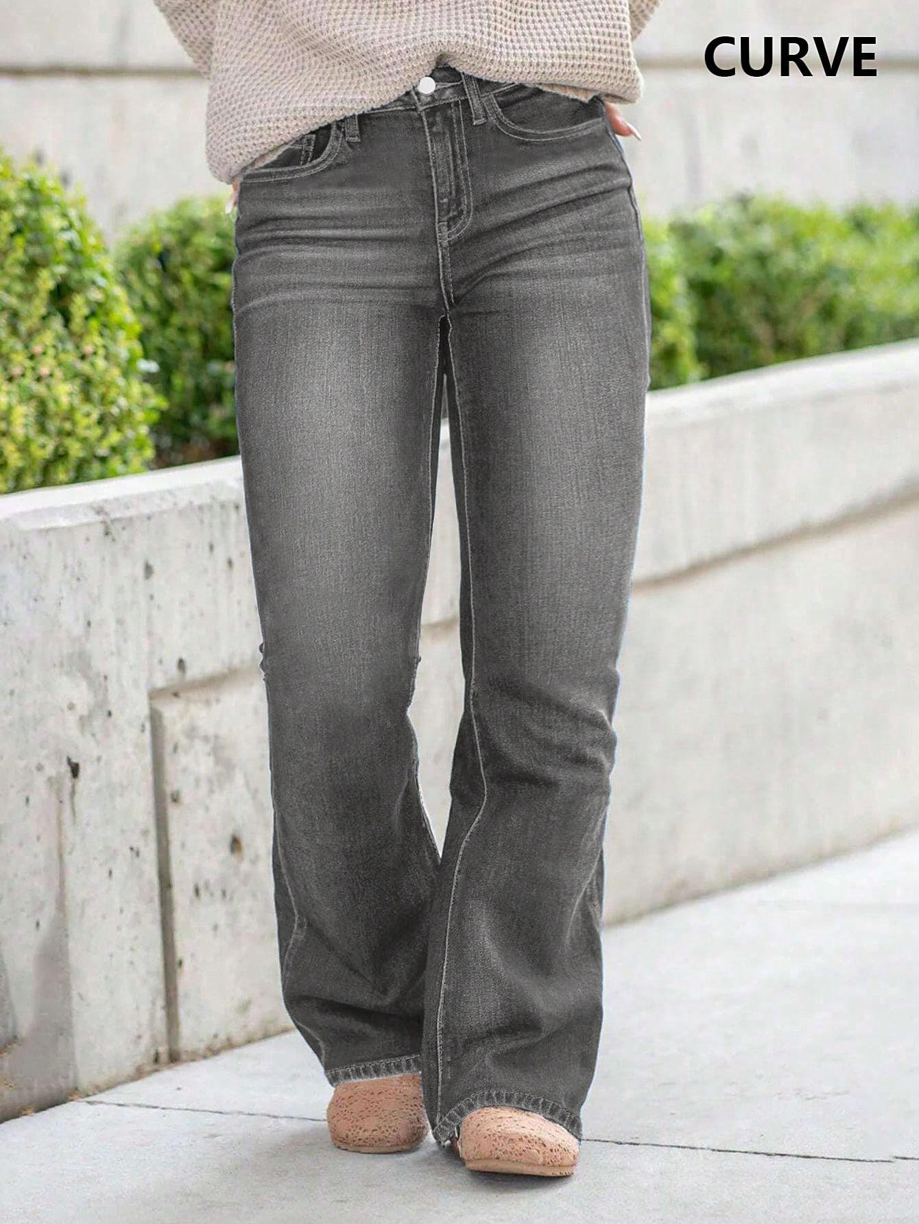 szare spodnie flare jeans