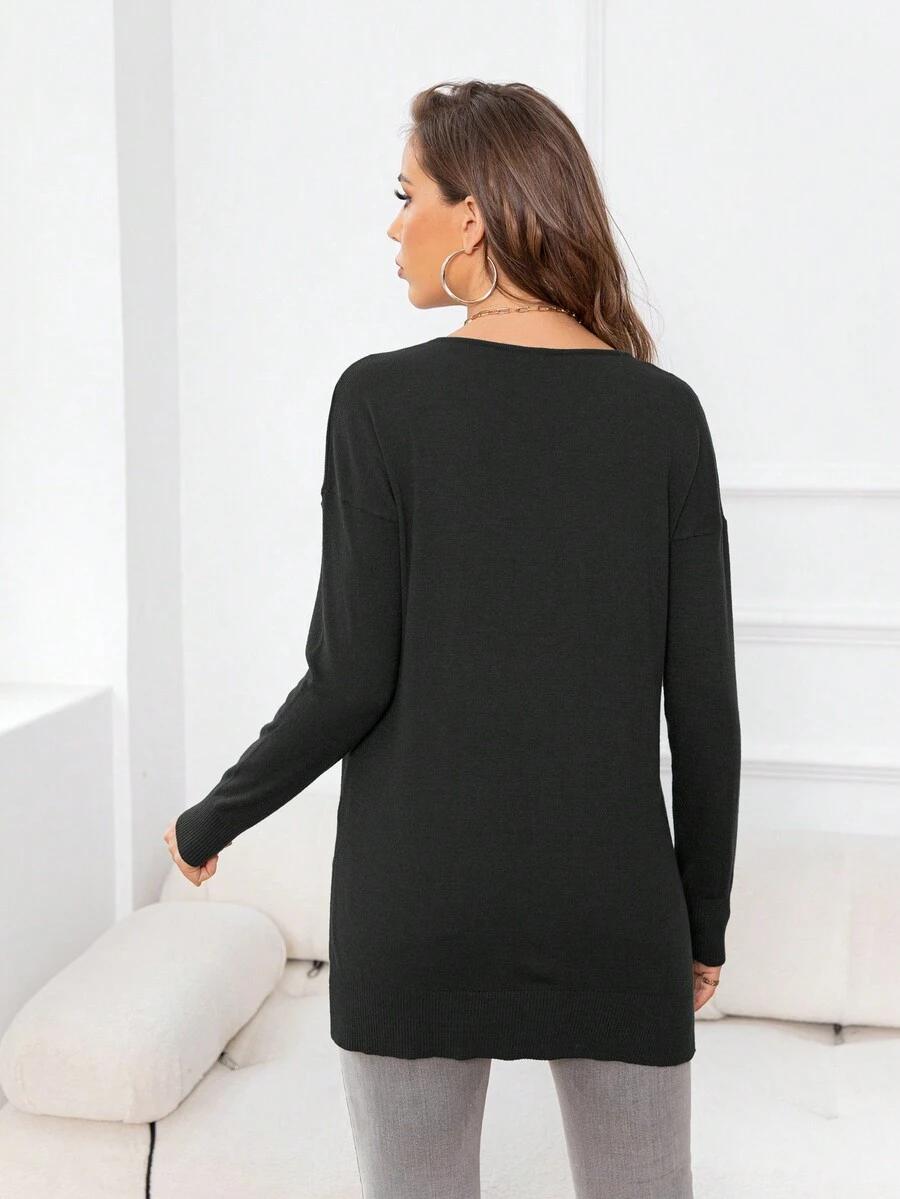 klasyczny czarny sweter v neck