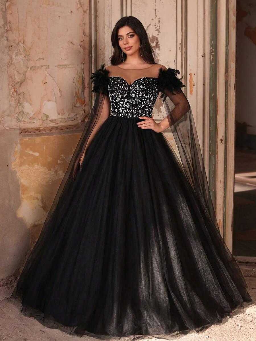 CZARNA MAXI SUKIENKA