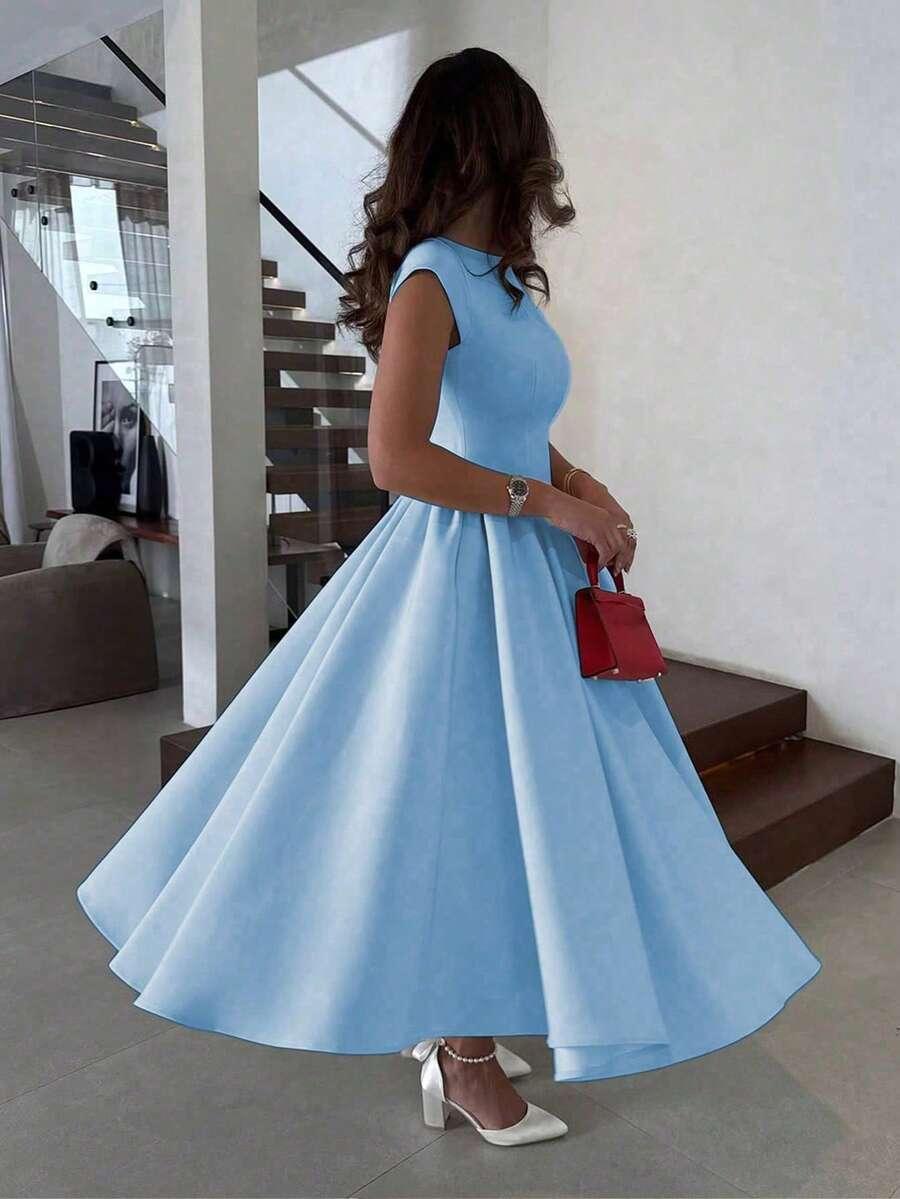NIEBIESKA MIDI SUKIENKA