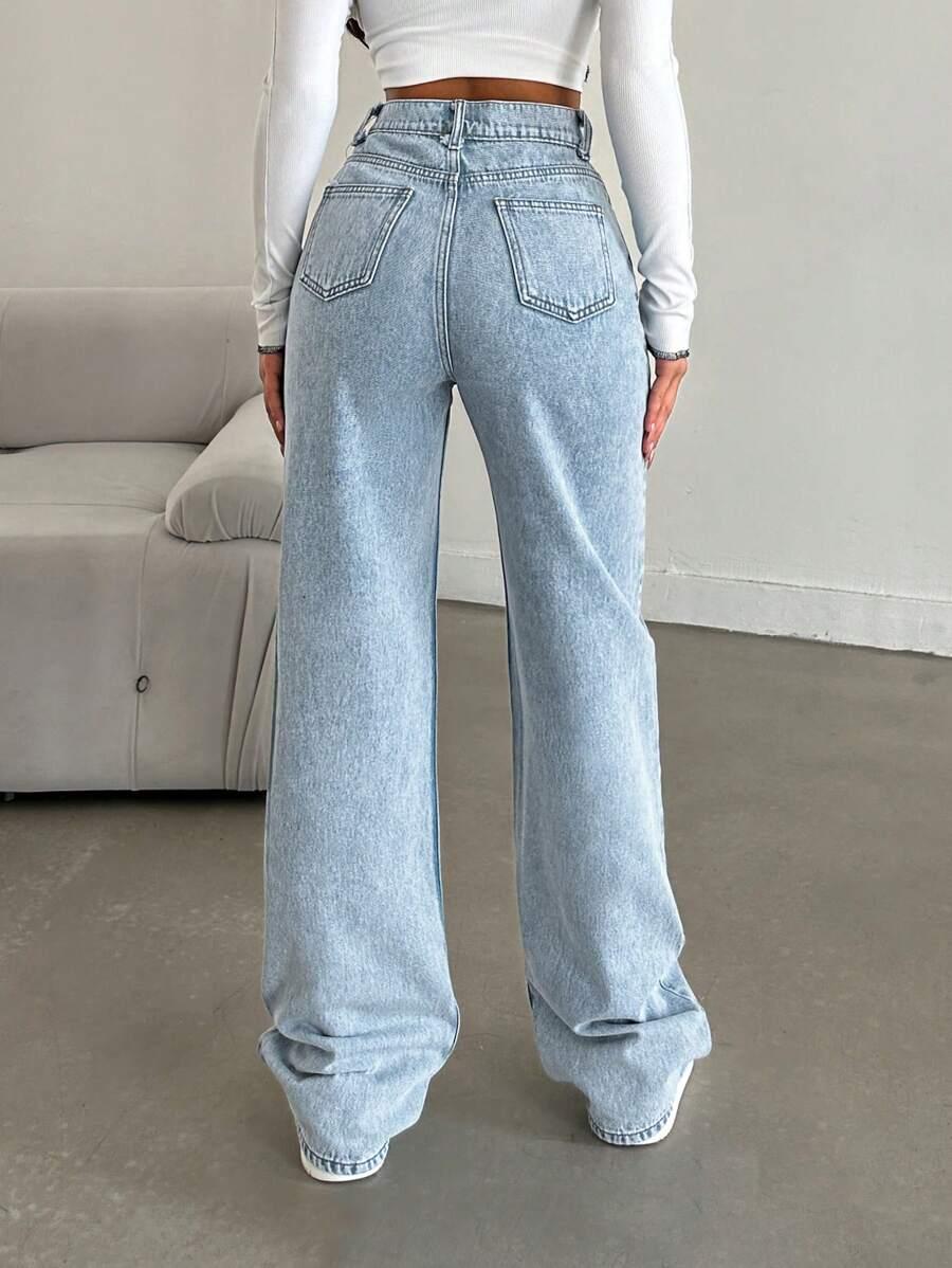 NIEBIESKIE SPODNIE JEANS WYSOKI STAN