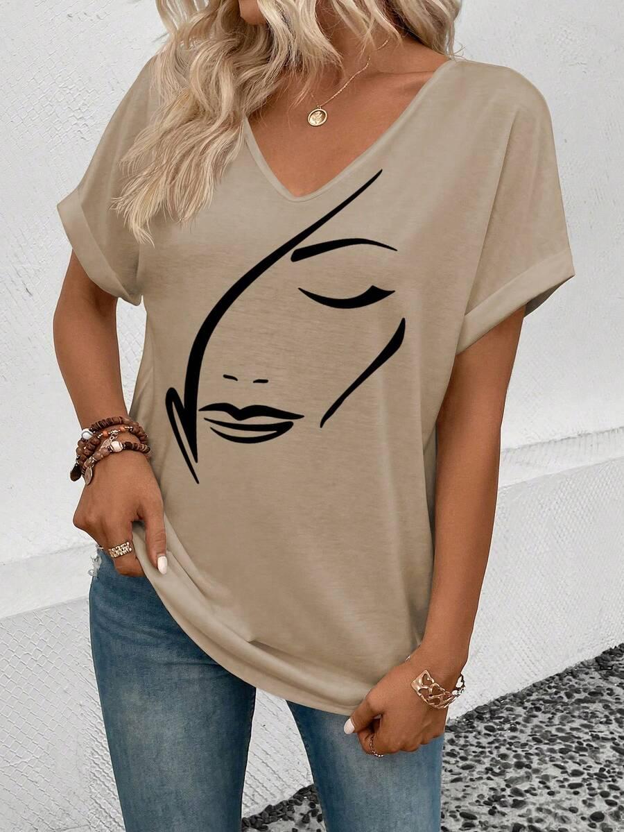beżowa bluzka v-neck 