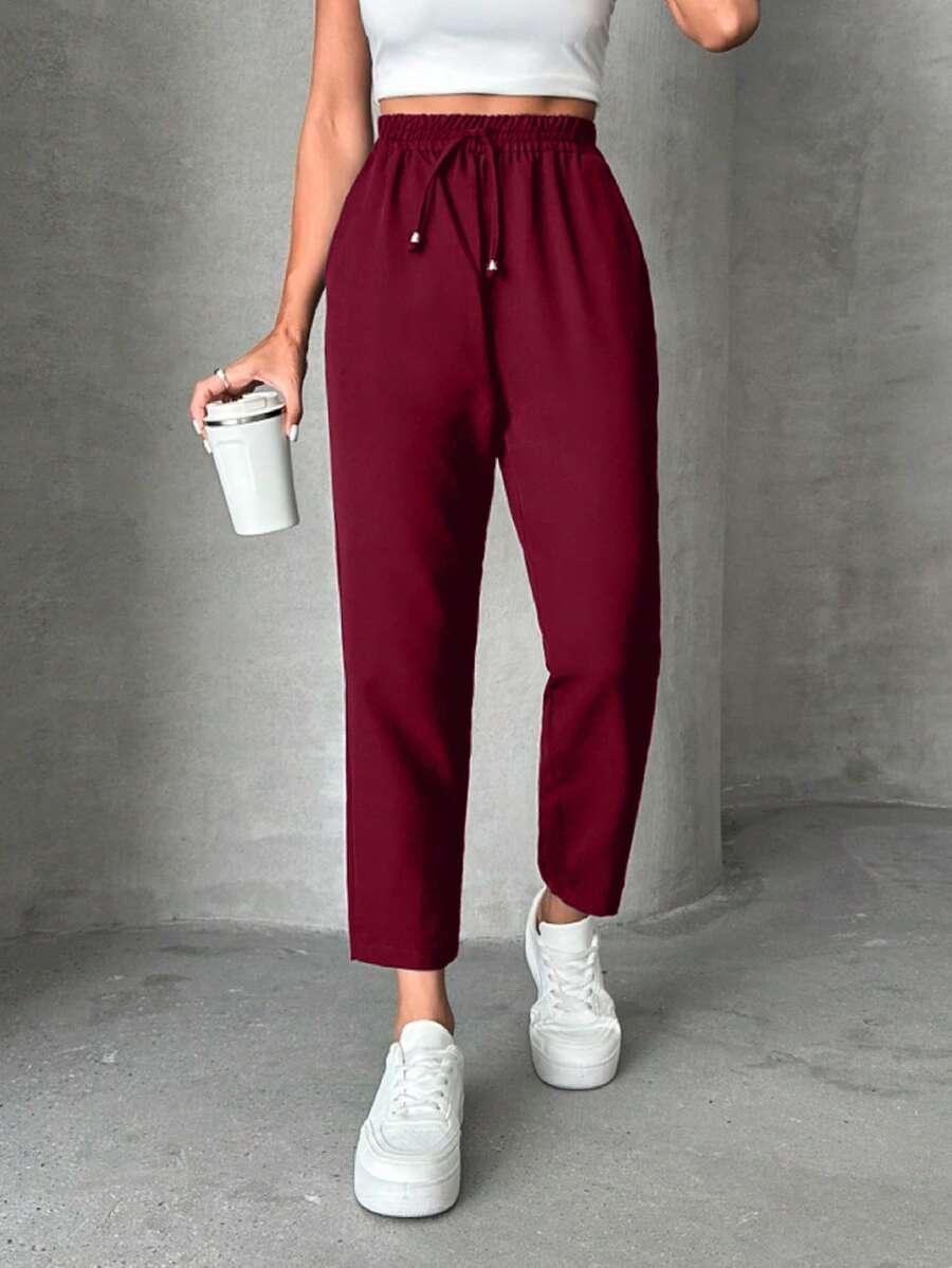 bordowe spodnie casual 