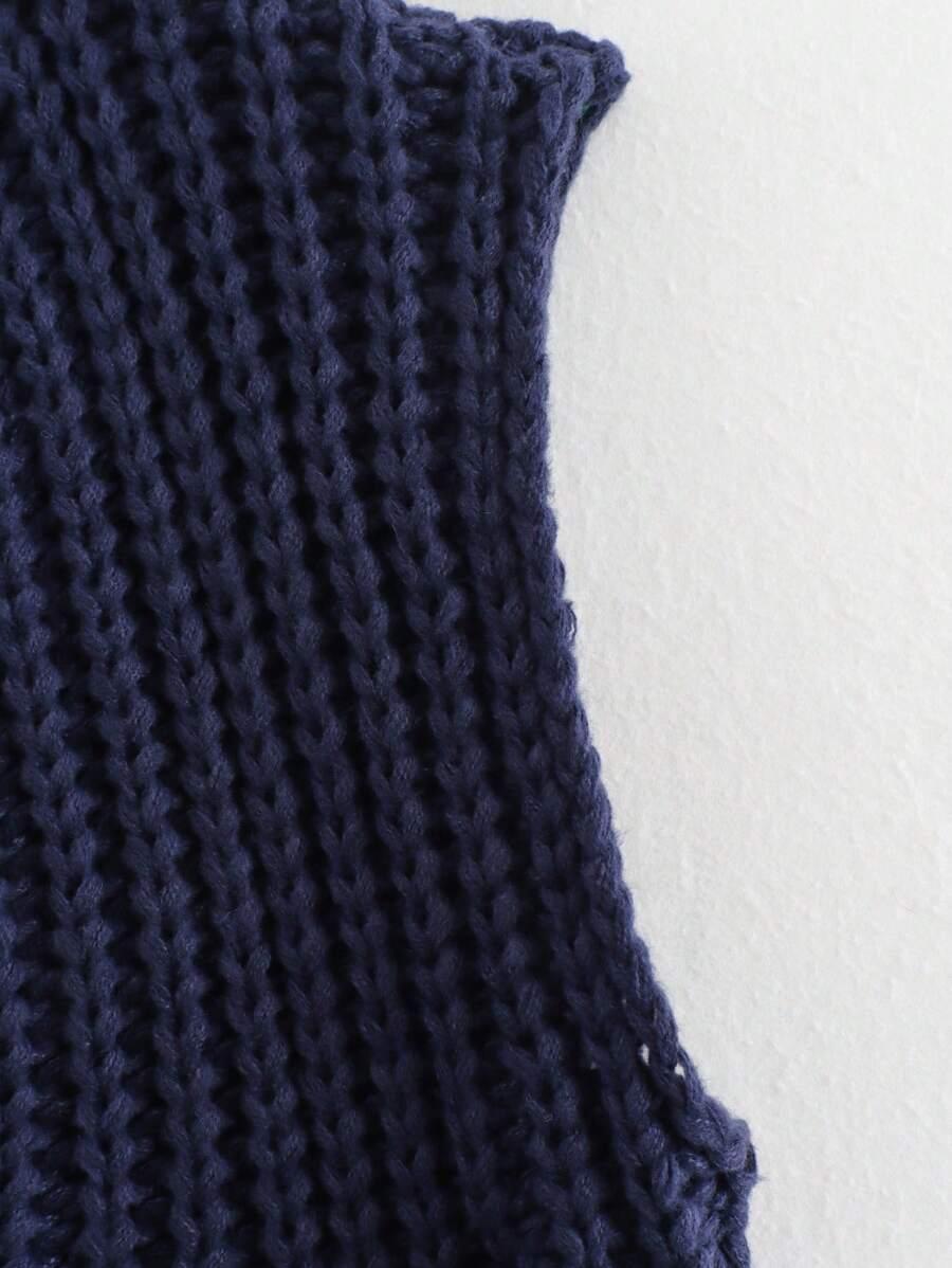 GRANATOWY KRÓTKI SWETER KAMIZELKA