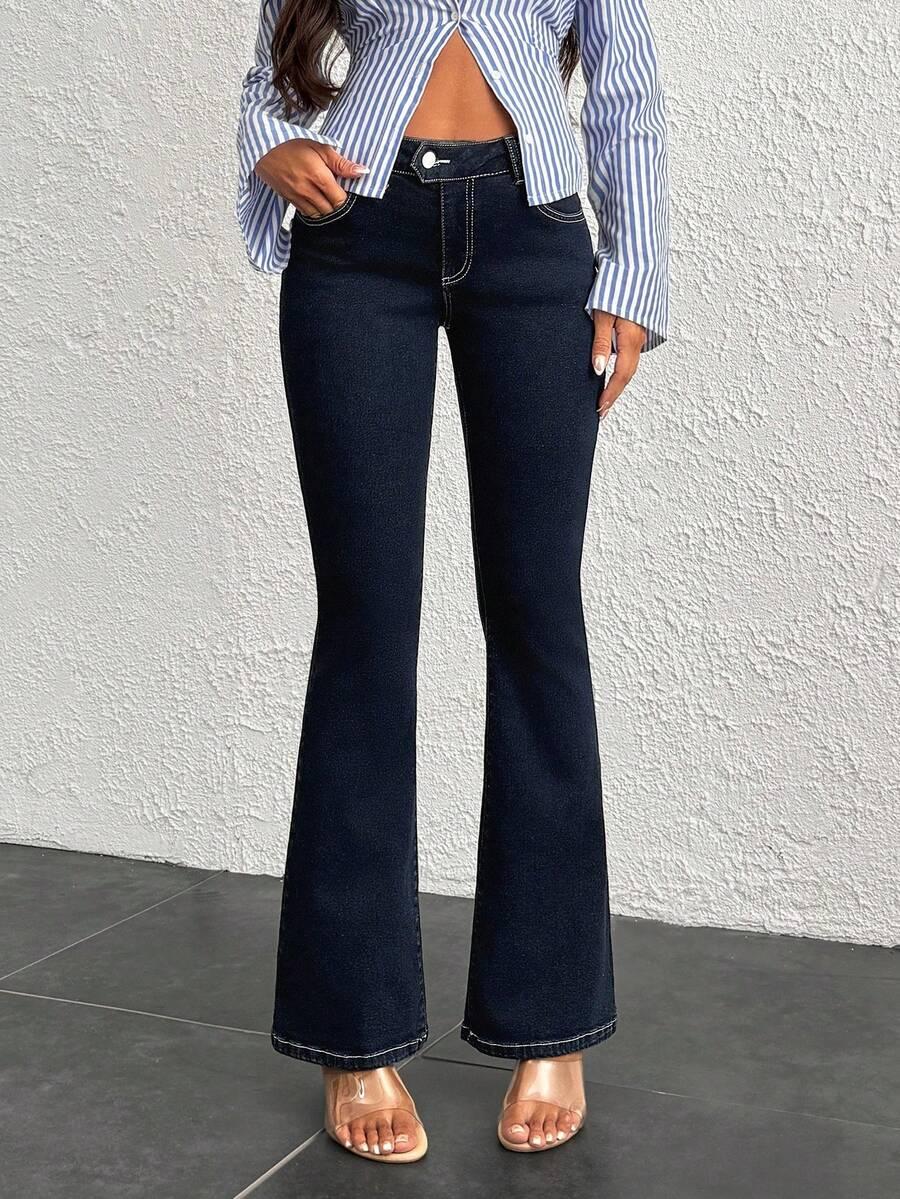 GRANATOWE SPODNIE JEANS