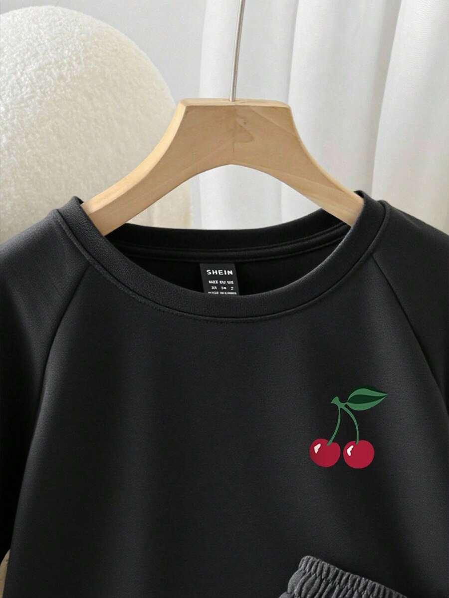 czarny t-shirt spodenki komplet 