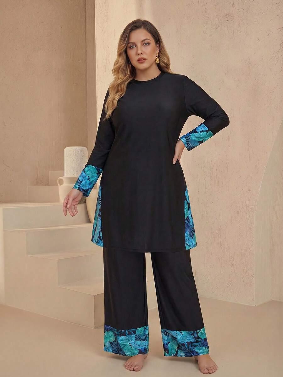 BURKINI DAMSKIE Z KONTRASTOWYM WYKOŃCZENIEM