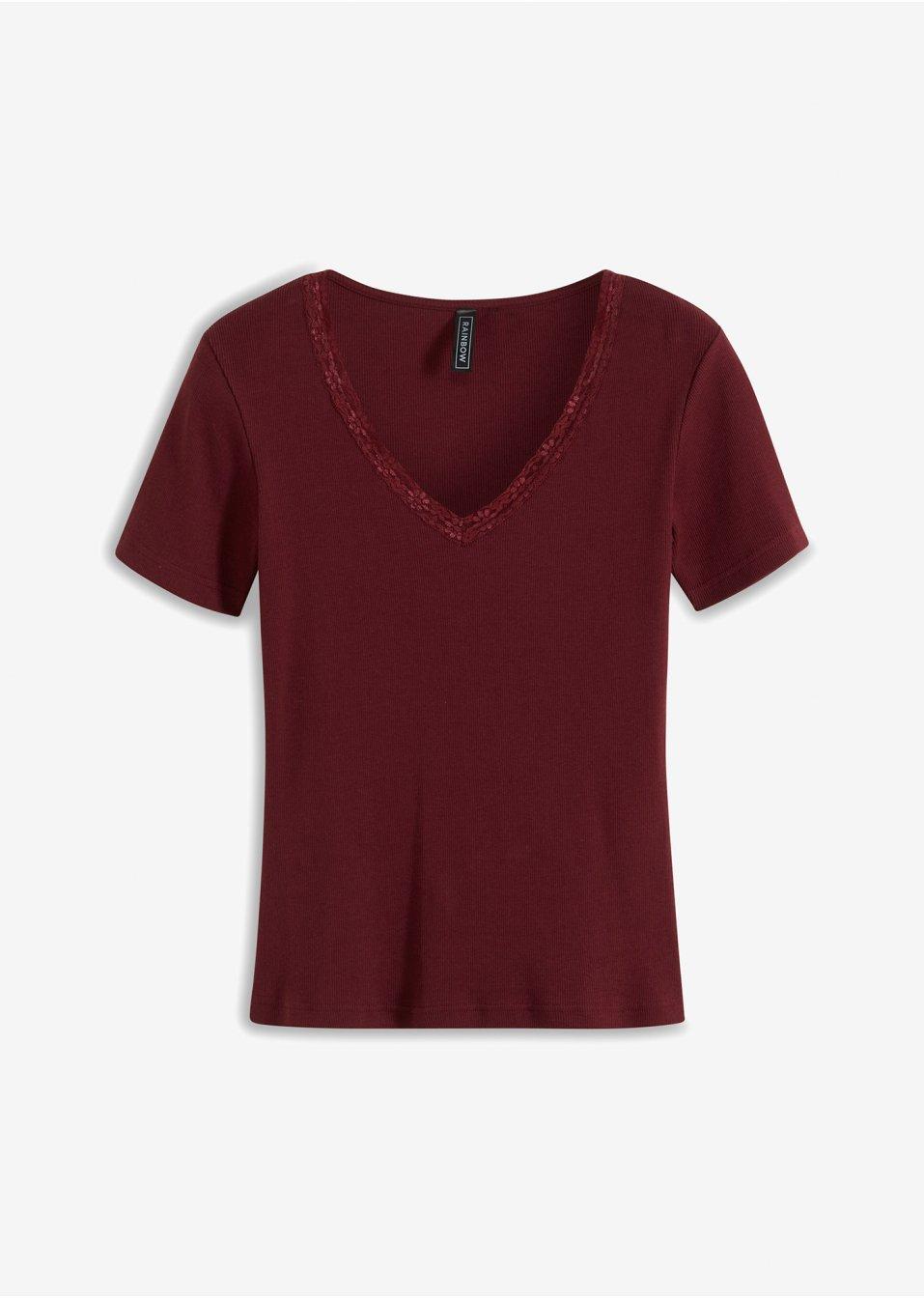 BORDOWY T-SHIRT V-NECK 