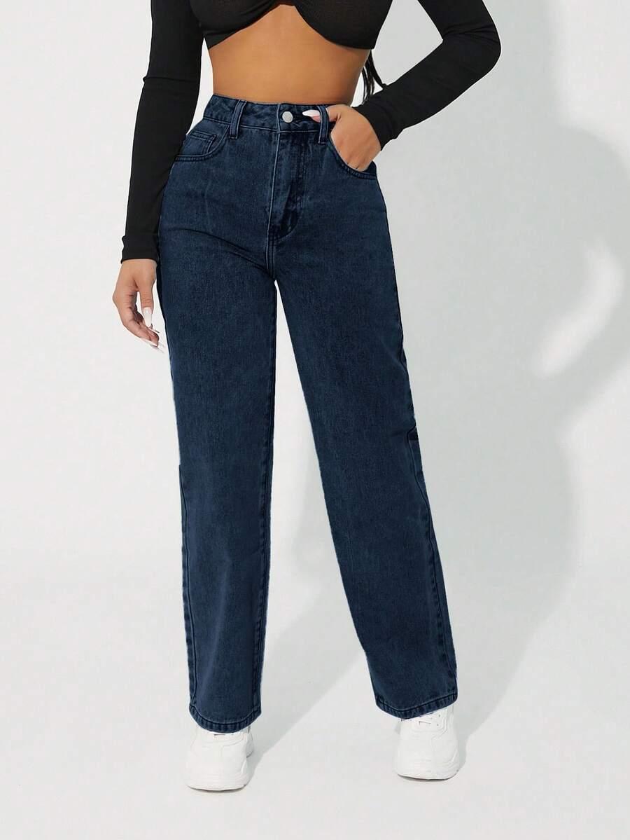 granatowe spodnie jeans 