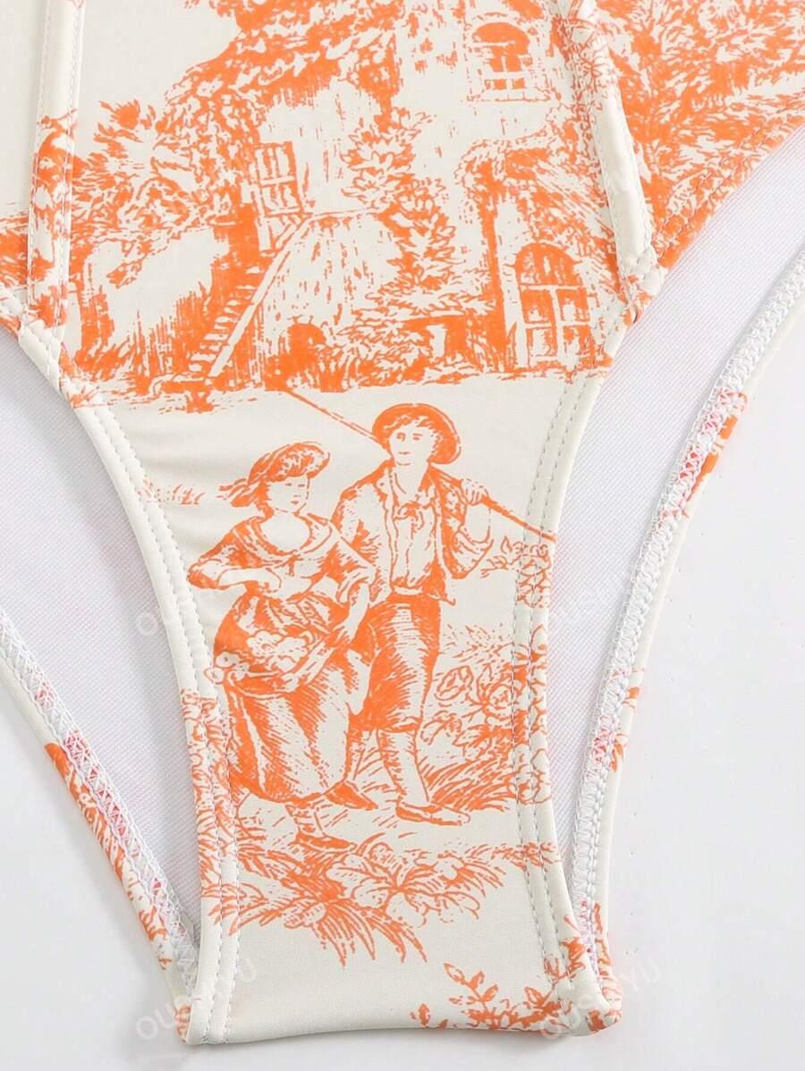 jednoczęściowy strój kąpielowy i sarong komplet wzór