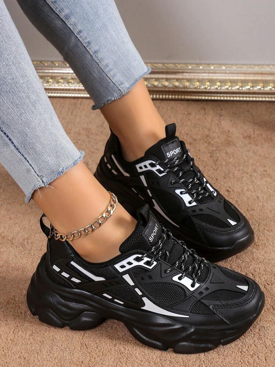 CZARNE SPORTOWE SZNUROWANE BUTY