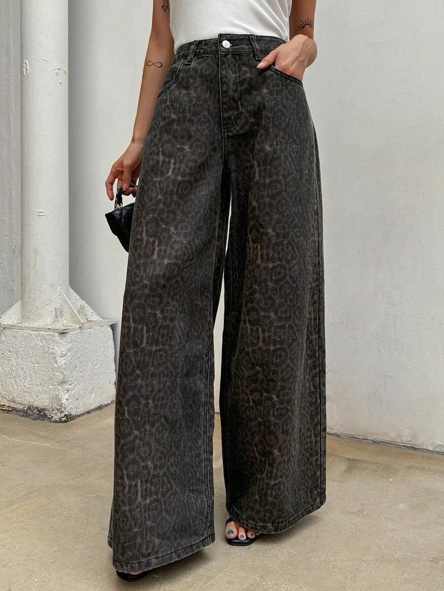 SZEROKIE SPODNIE leopard print