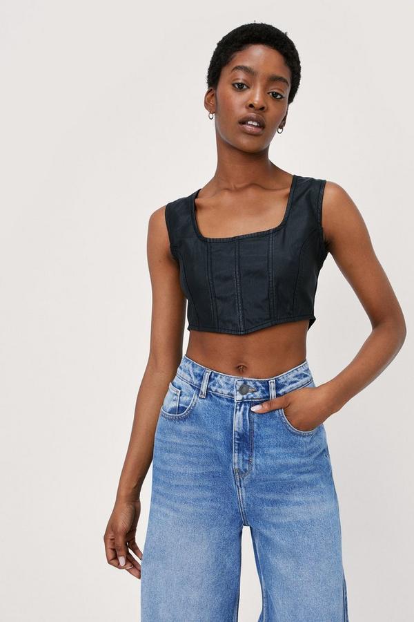 czarny crop top zip