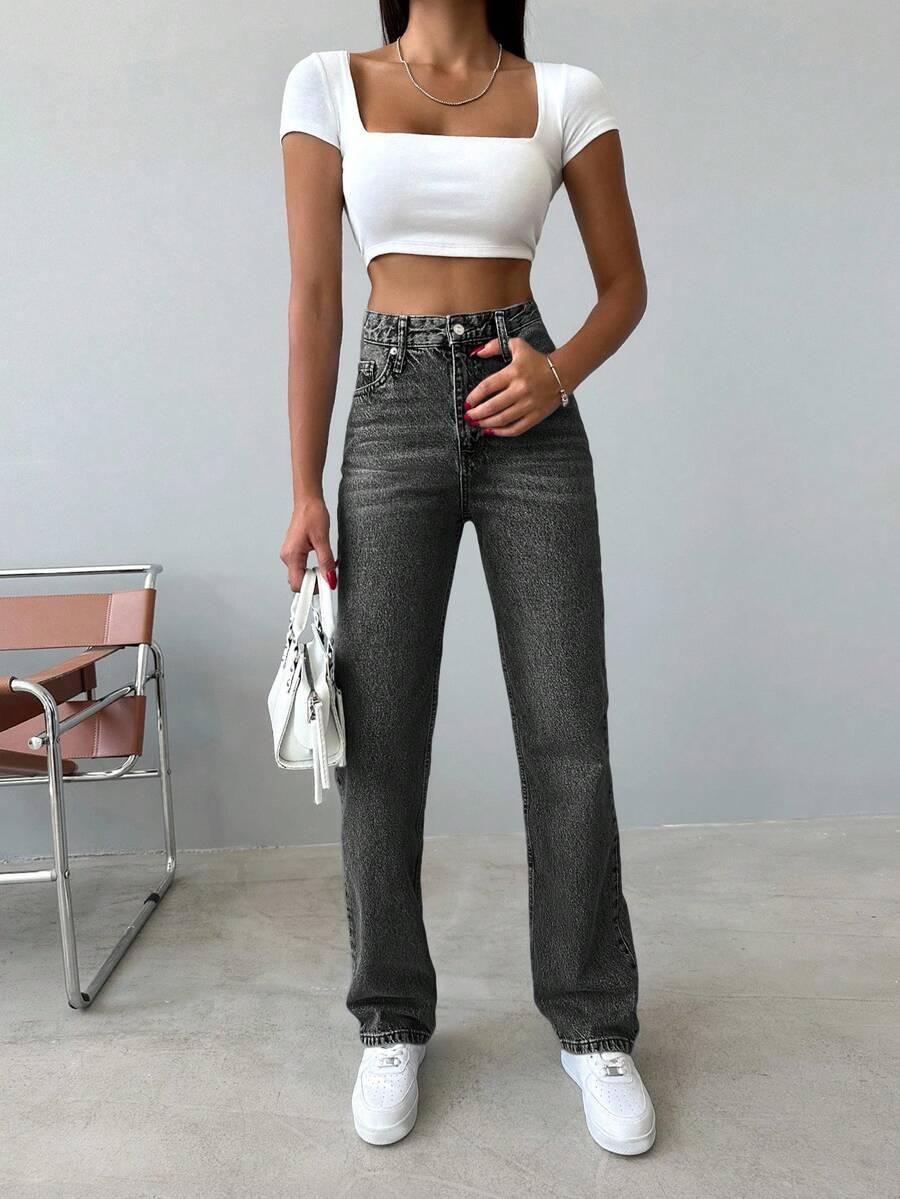 CZARNE SPODNIE JEANS 