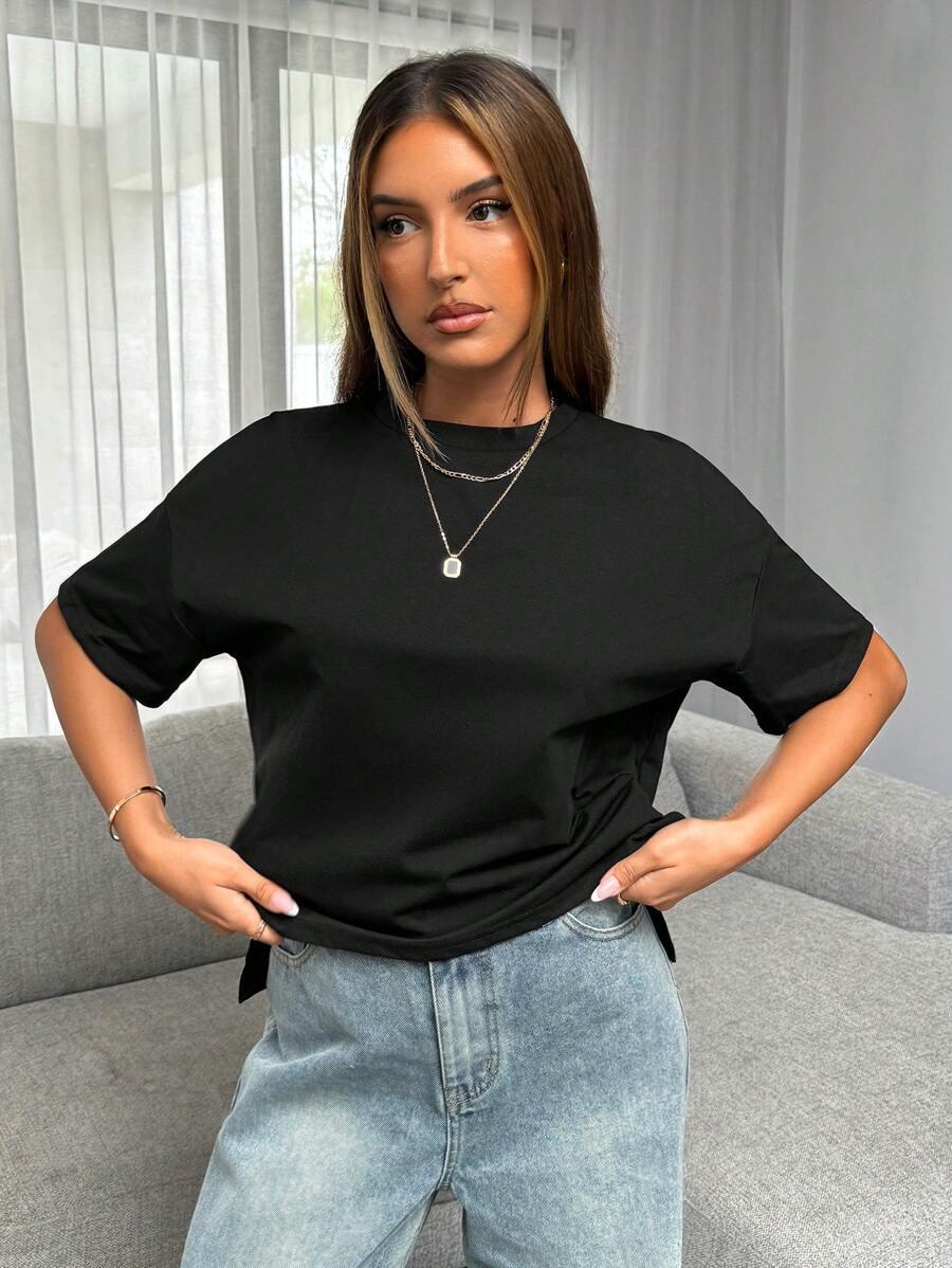 CZARNY T-SHIRT OVERSIZE