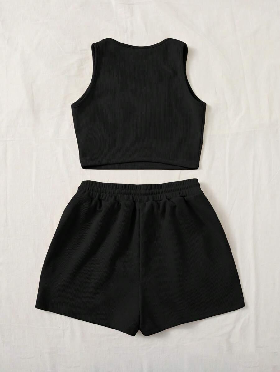 czarny top print napisy 