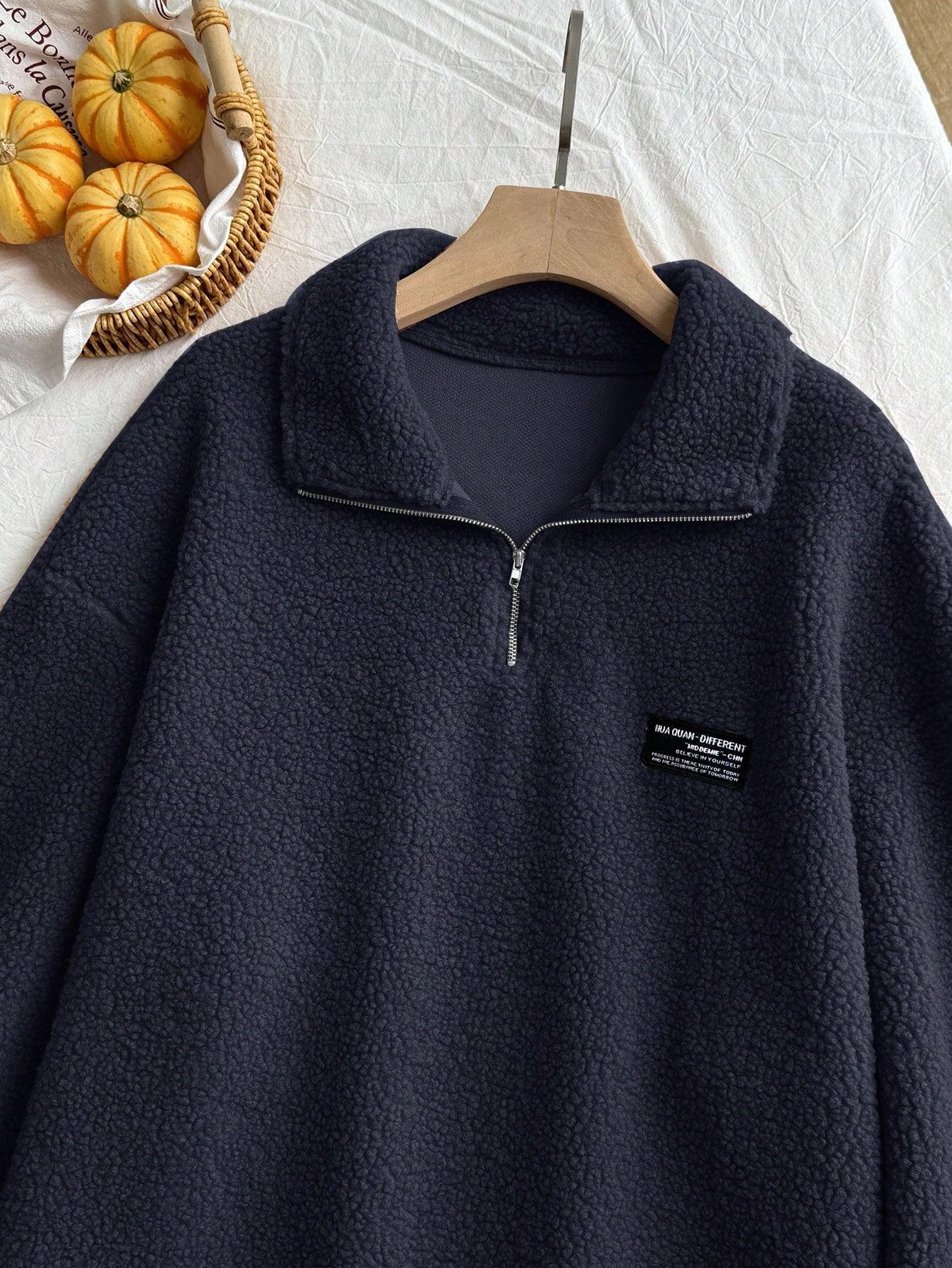 GRANATOWA BLUZA ZAMEK