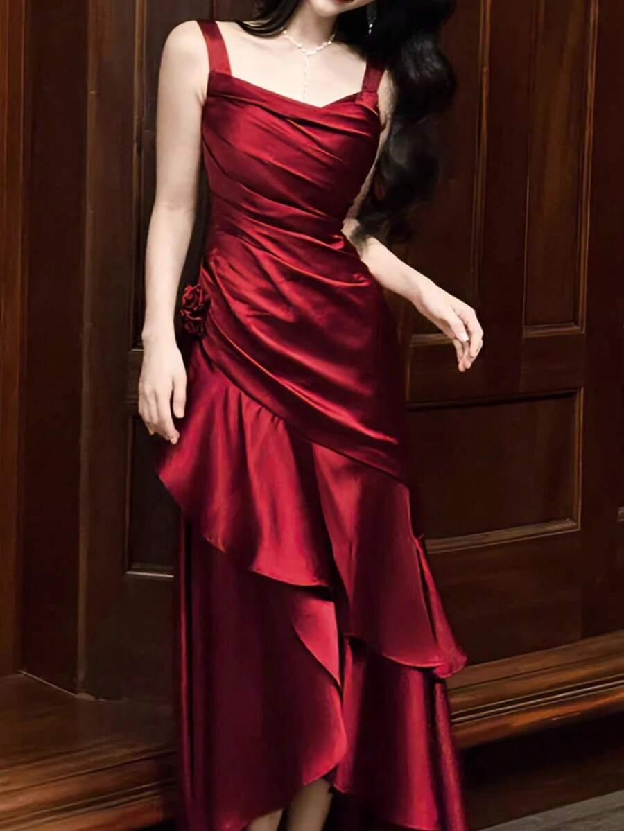 czerwona maxi sukienka