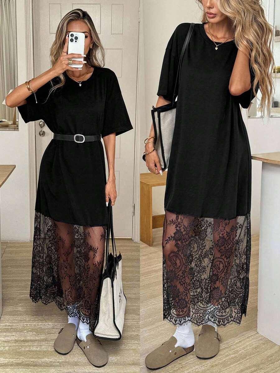 czarna sukienka koronka