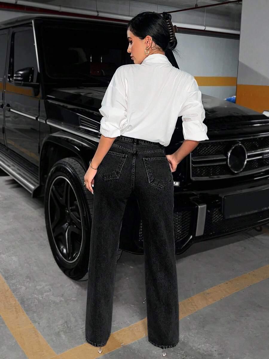 CZARNE SPODNIE JEANS