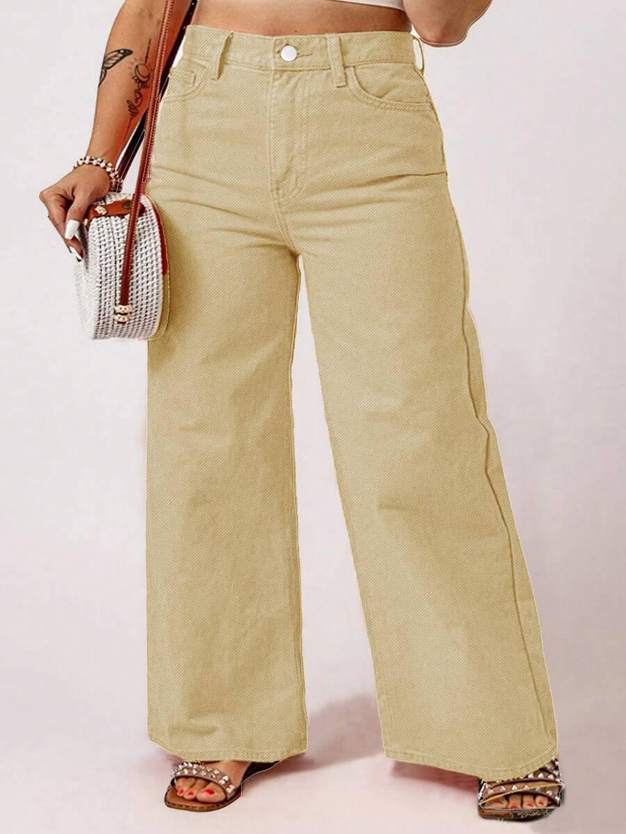 beżowe spodnie jeans 