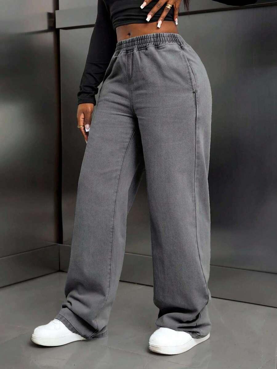 SZARE SPODNIE JEANS