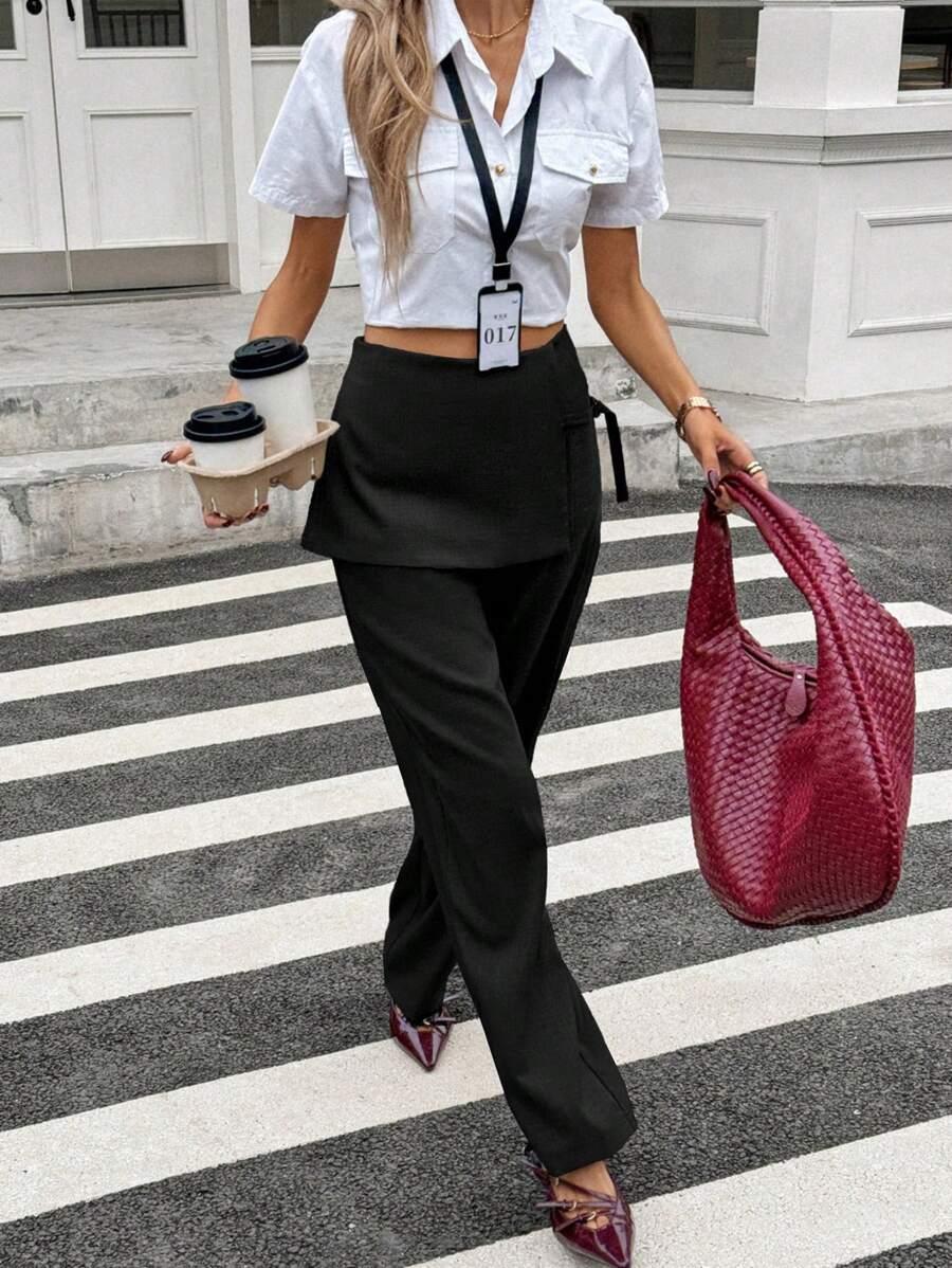 CZARNE ELEGANCKIE SPODNIE