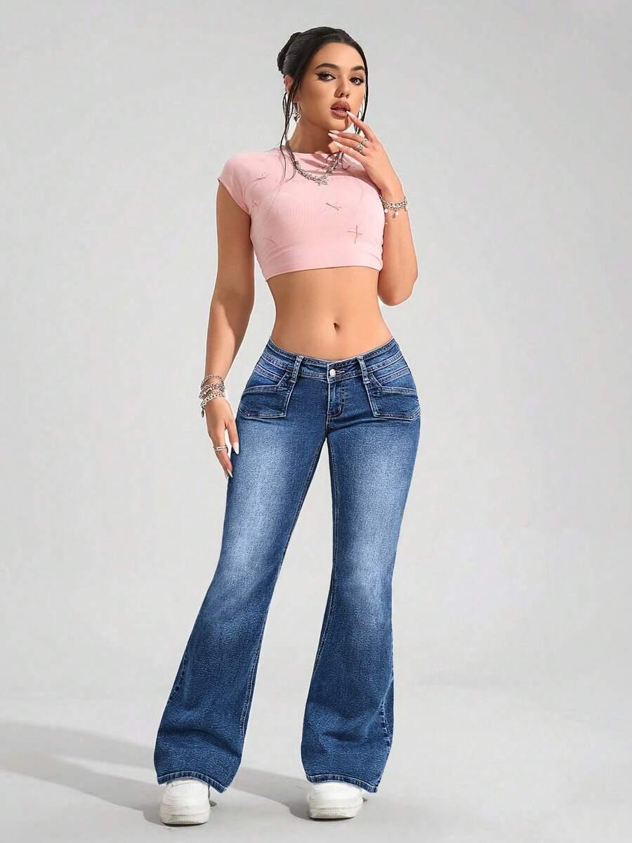 niebieskie dzwony jeans