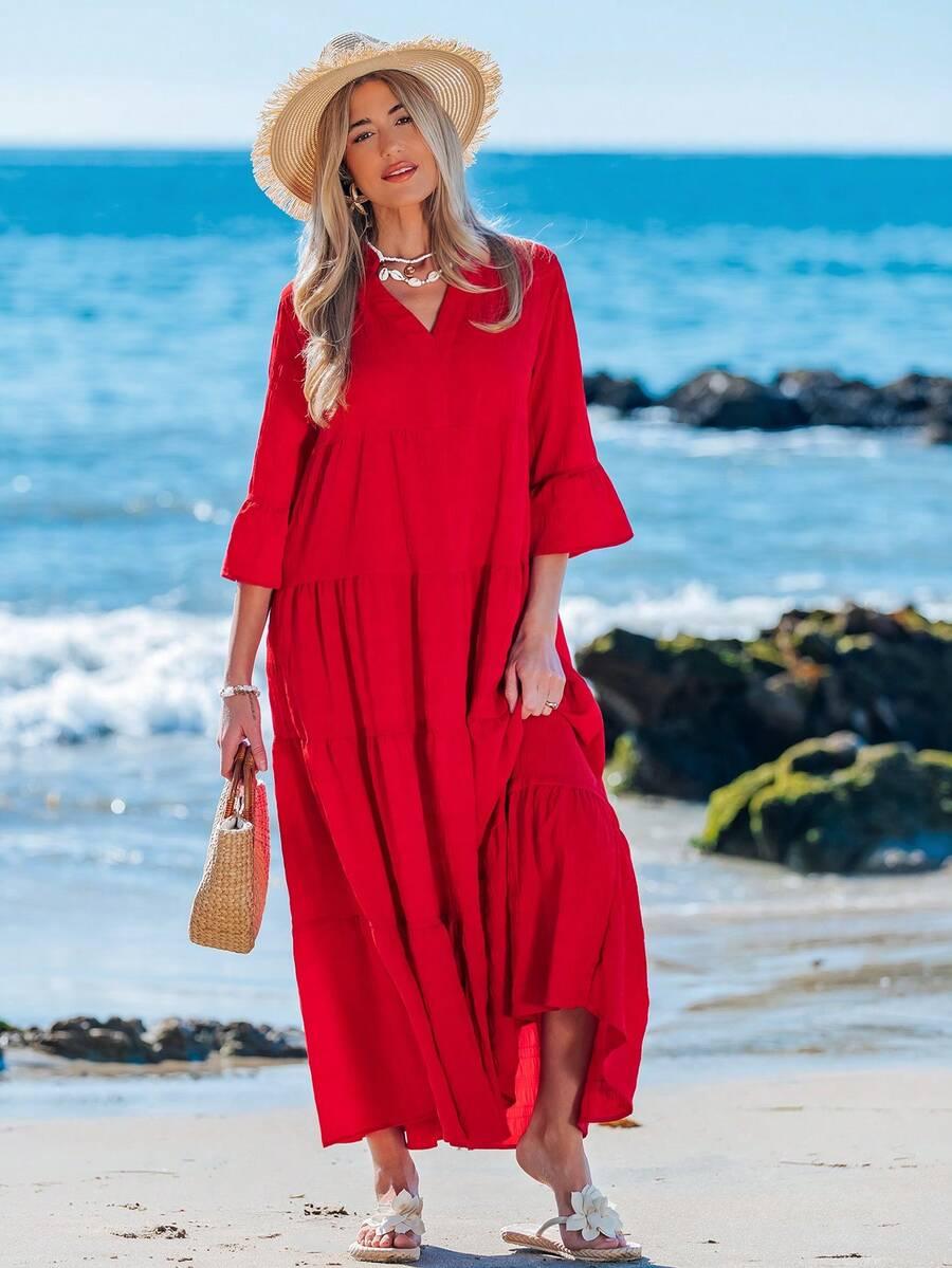 czerwona maxi sukienka