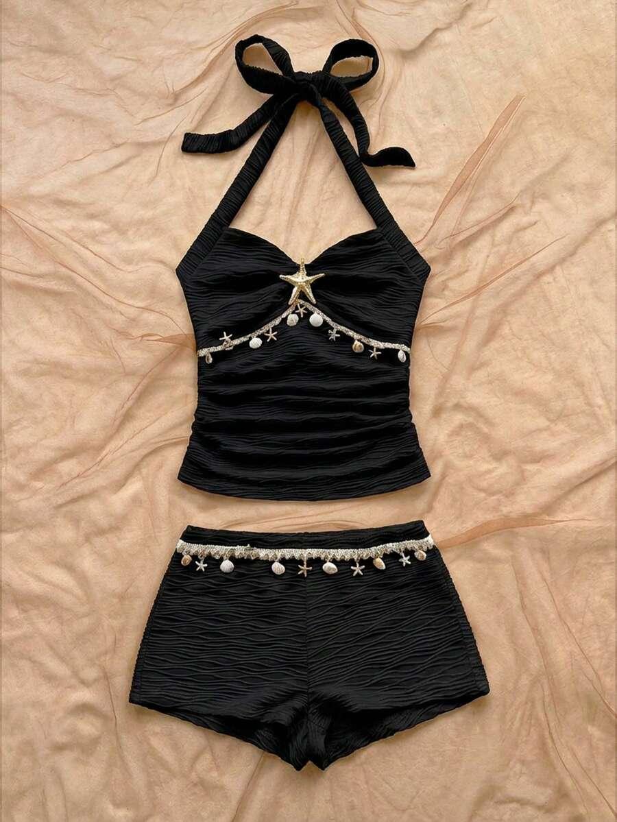 TANKINI DWUCZĘŚCIOWE ZE ZDOBIENIEM