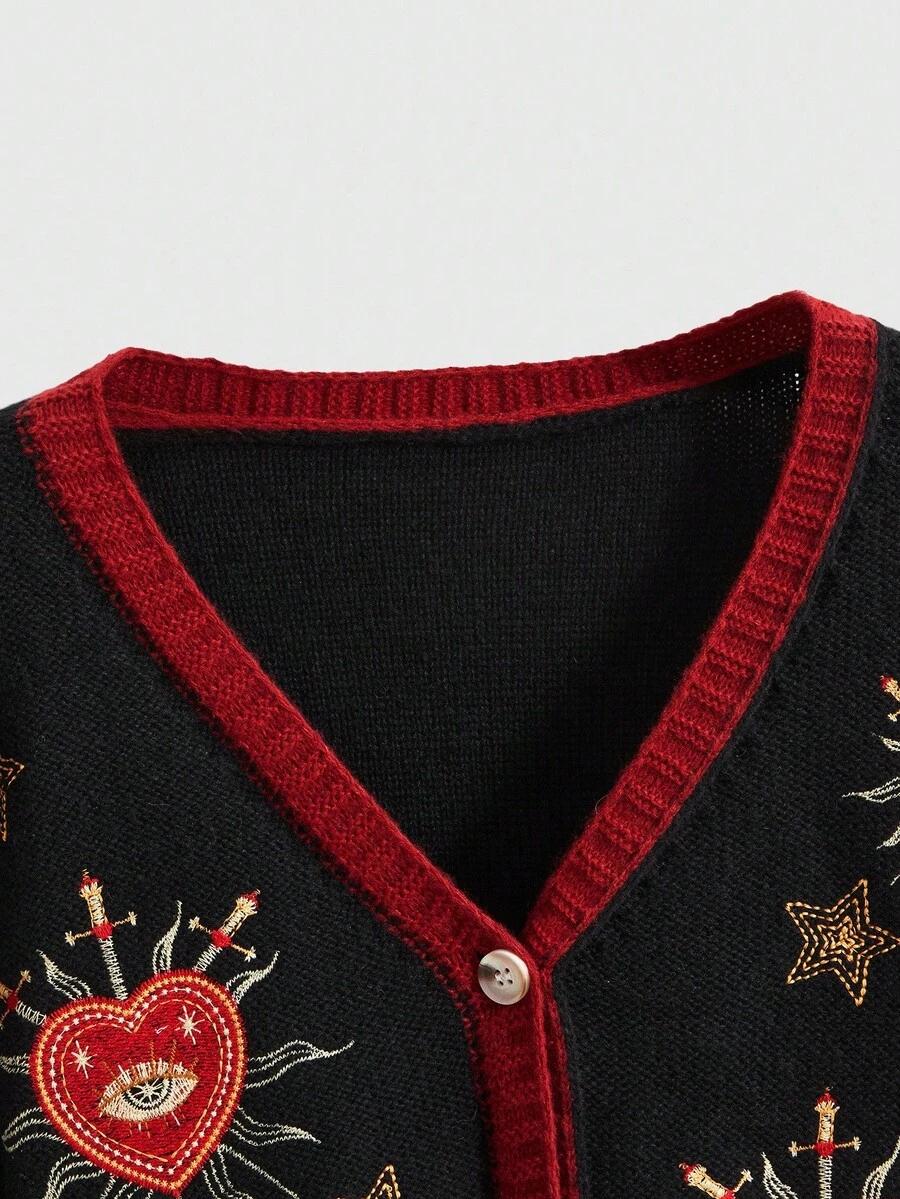 rozpinany sweter haft