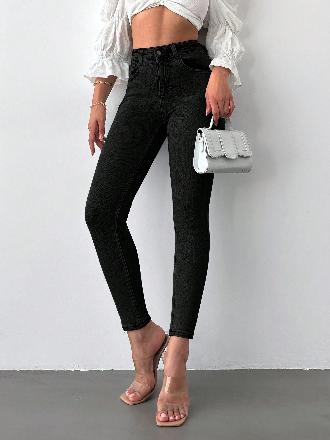 CZARNE SPODNIE JEANS WYSOKI STAN
