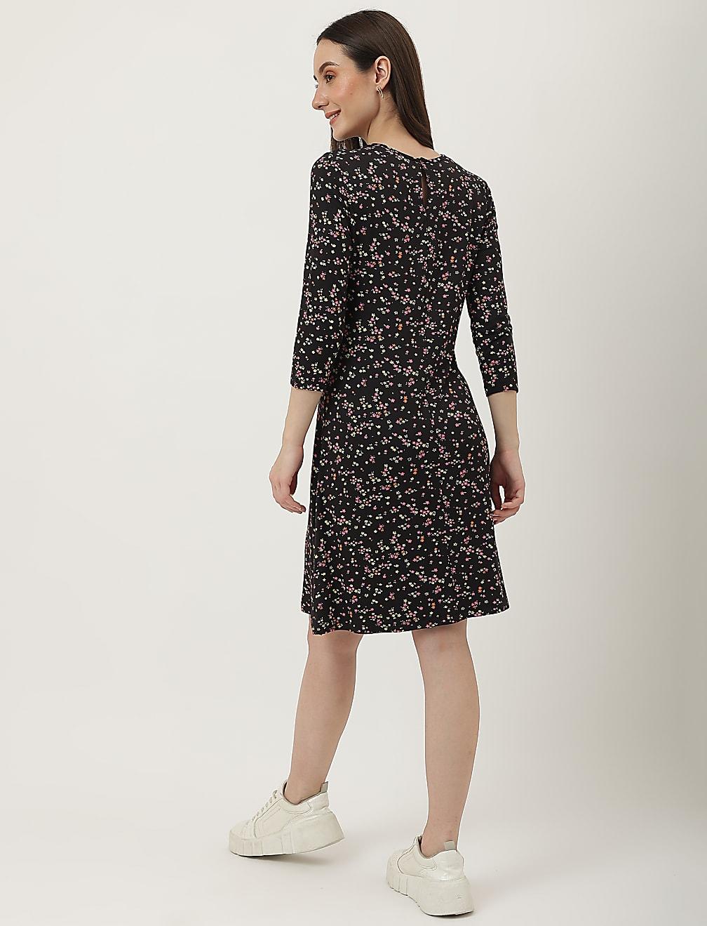 CZARNA SUKIENKA PRINT T42-6155K-Y4