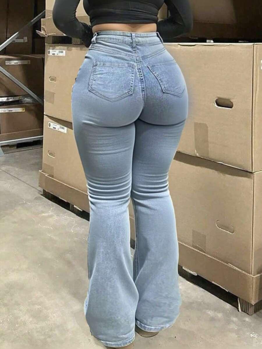 SPODNIE JEANS DZWONY WYSOKI STAN 