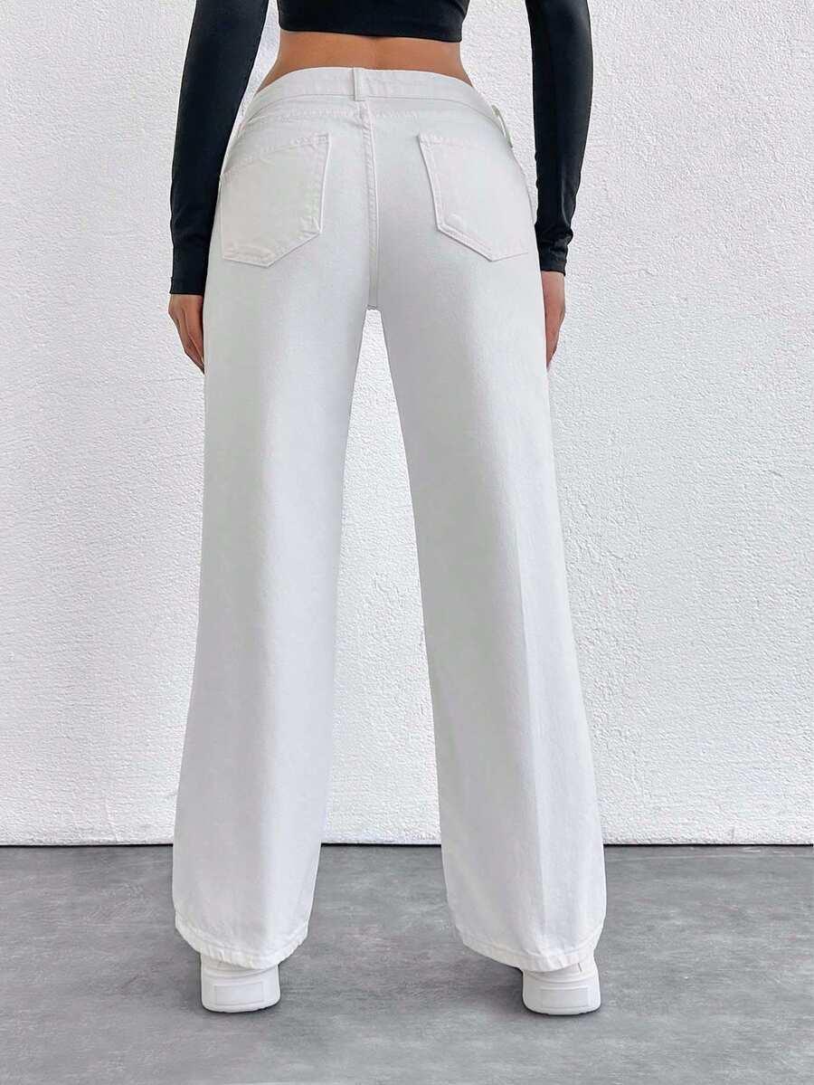 BIAŁE SPODNIE JEANS