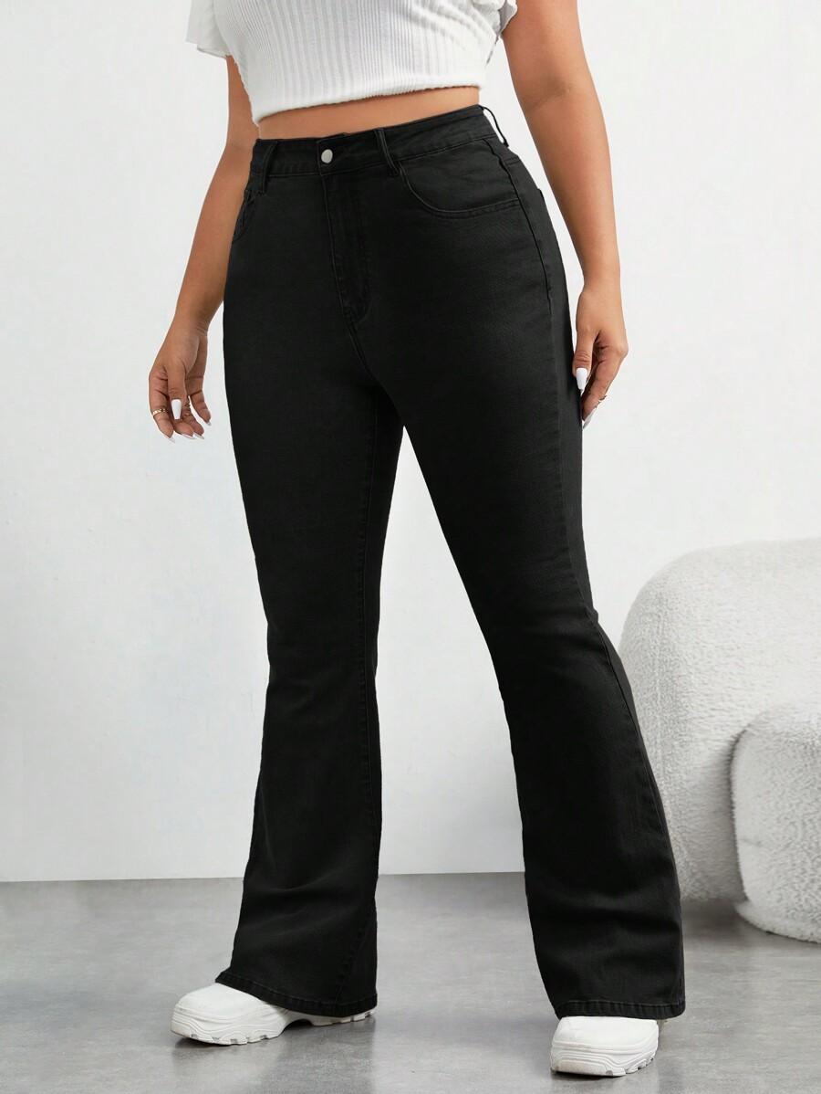 CZARNE SPODNIE JEANS DZWONY 