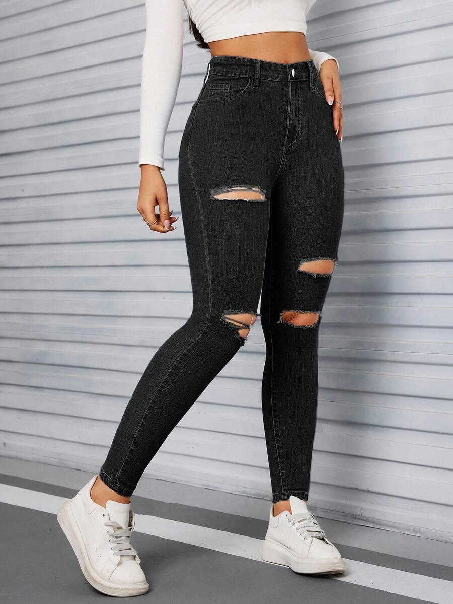 CZARNE SPODNIE JEANS
