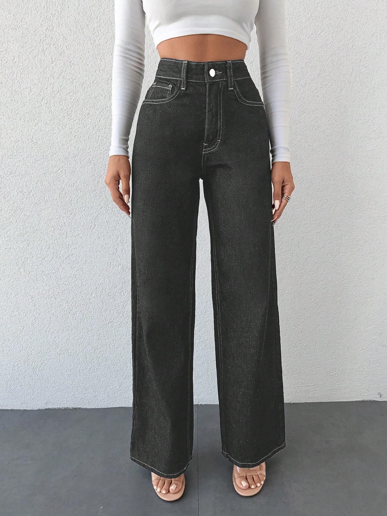CZARNE PROSTE SPODNIE JEANS