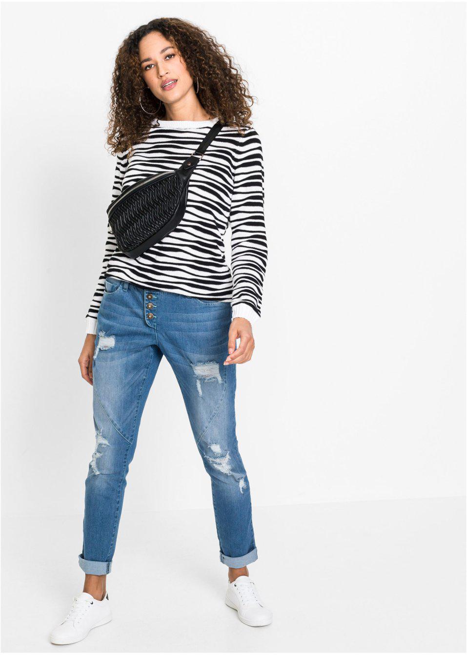 NIEBIESKIE SPODNIE JEANS RIPPED BOYFRIEND