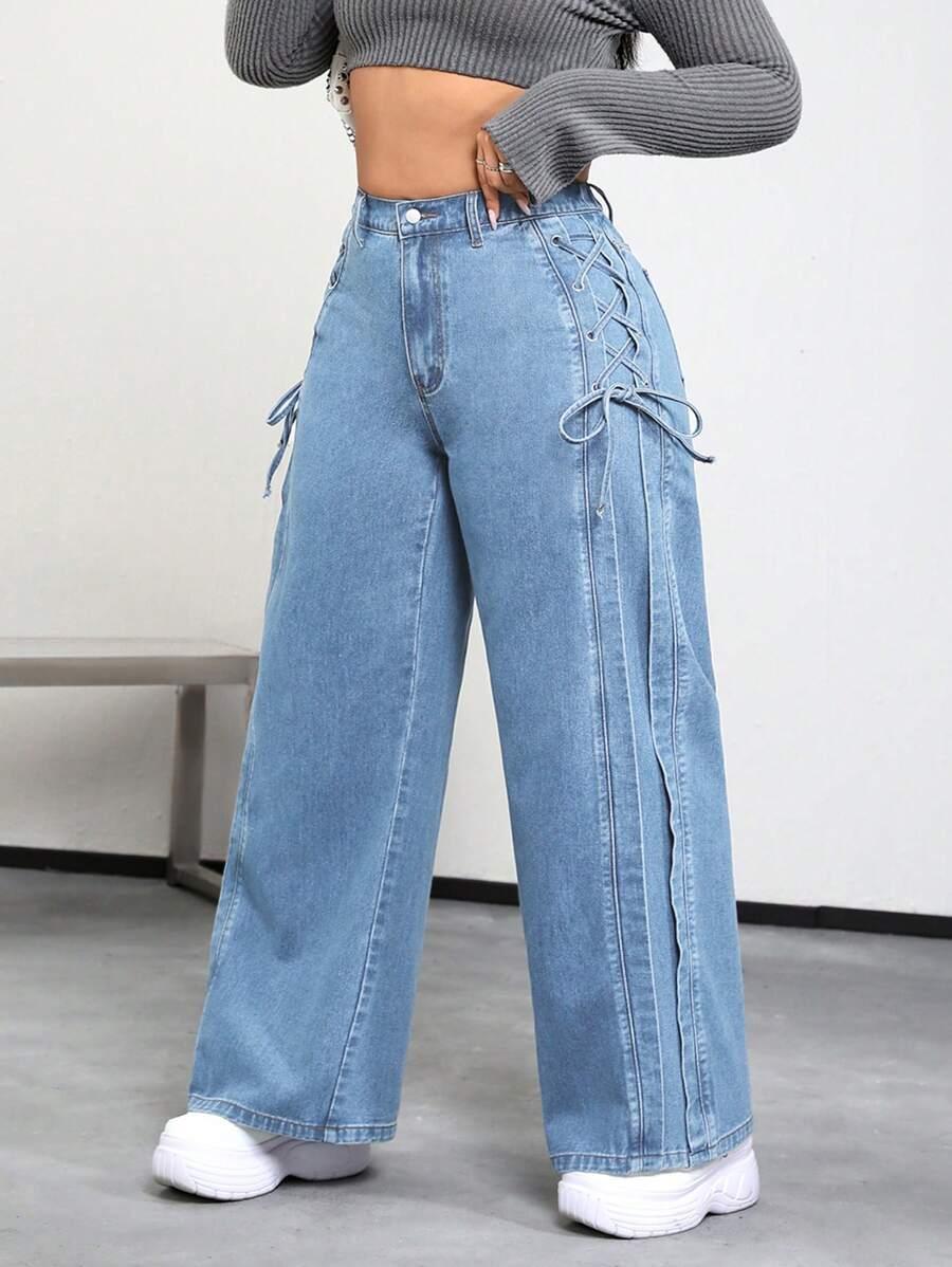 niebieskie spodnie jeans