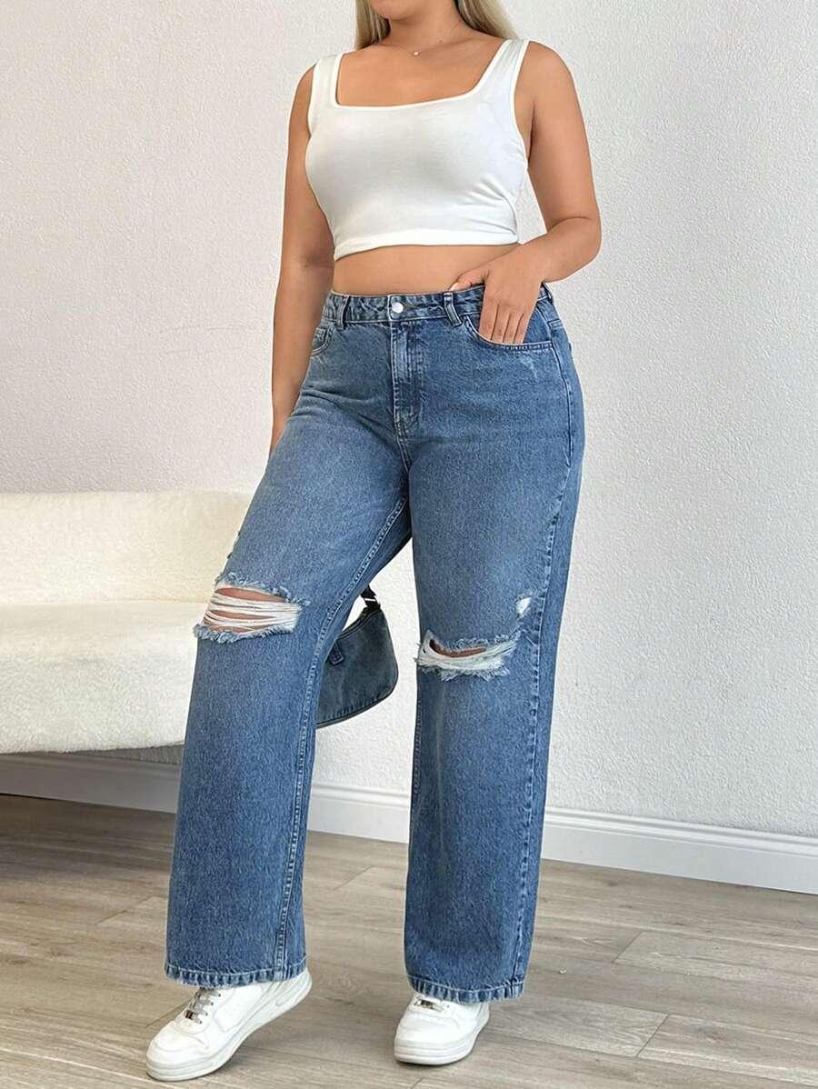NIEBIESKIE JEANSY PRZETARCIA