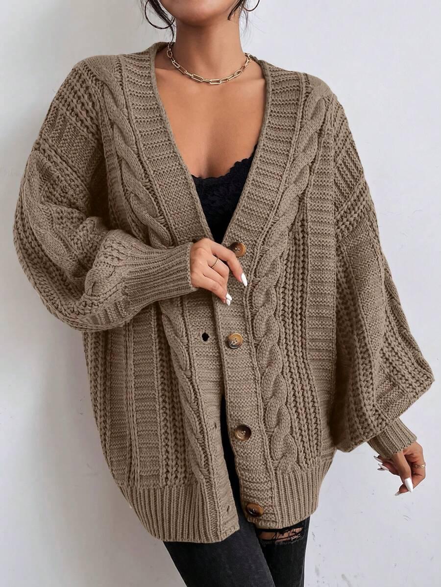 brązowy SWETER ROZPINANY