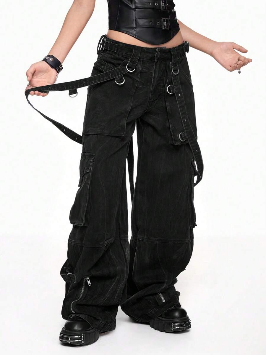 CZARNE SPODNIE JEANS 