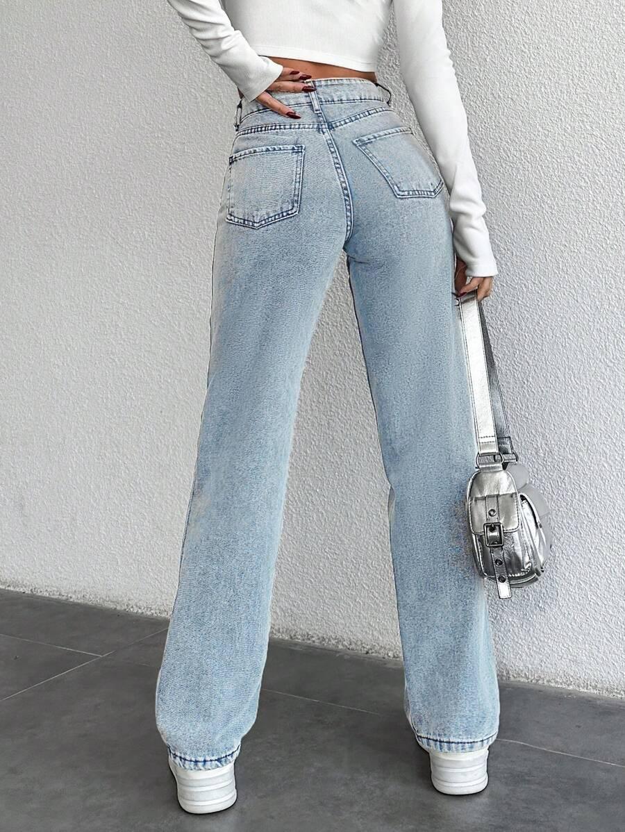 NIEBIESKIE PROSTE JEANSY 