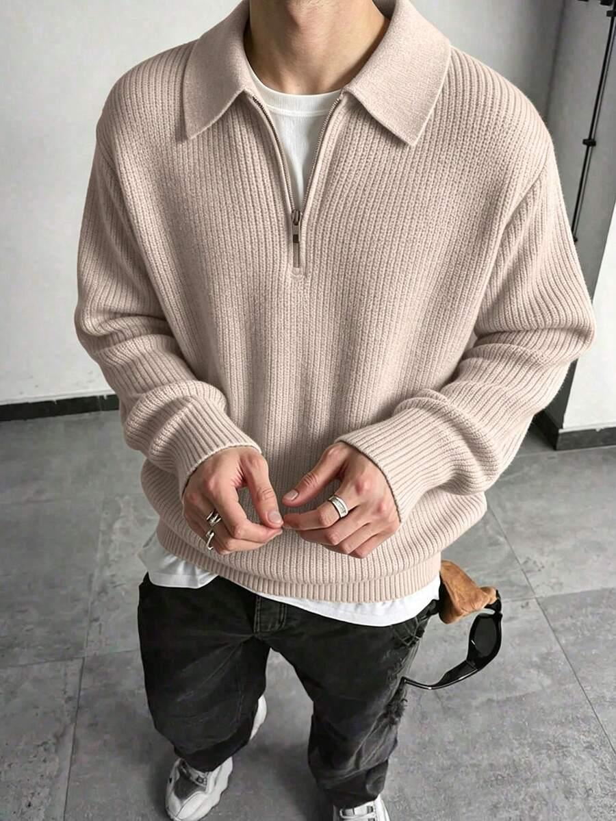 BEŻOWY SWETER ZAMEK