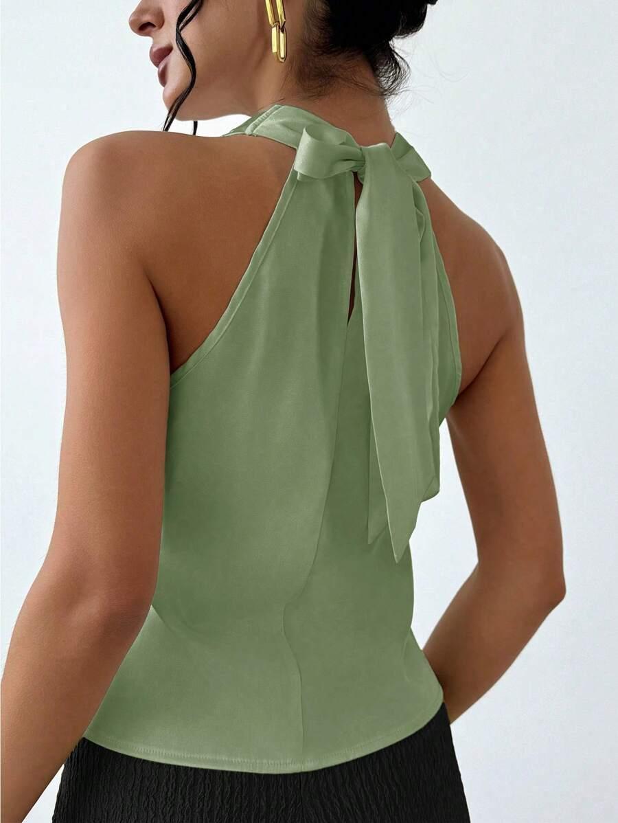 ZIELONY SATYNOWY TOP