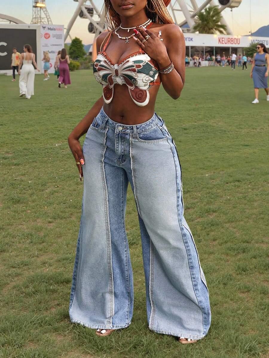 szerokie spodnie jeans